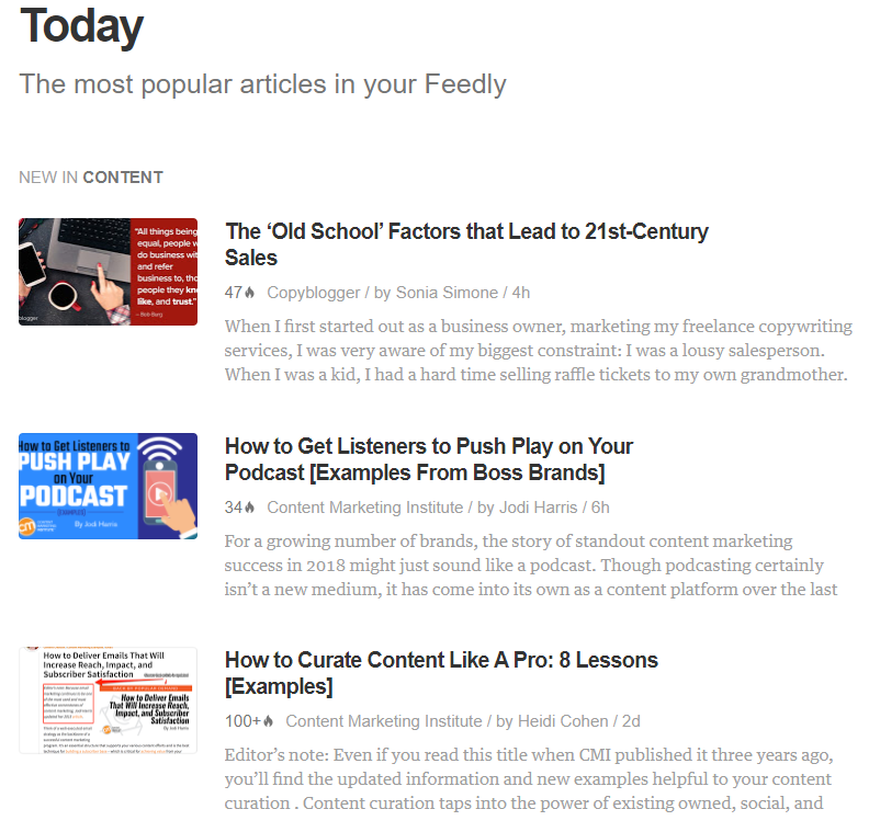 Feedly allows you to compile a list of popular industry content