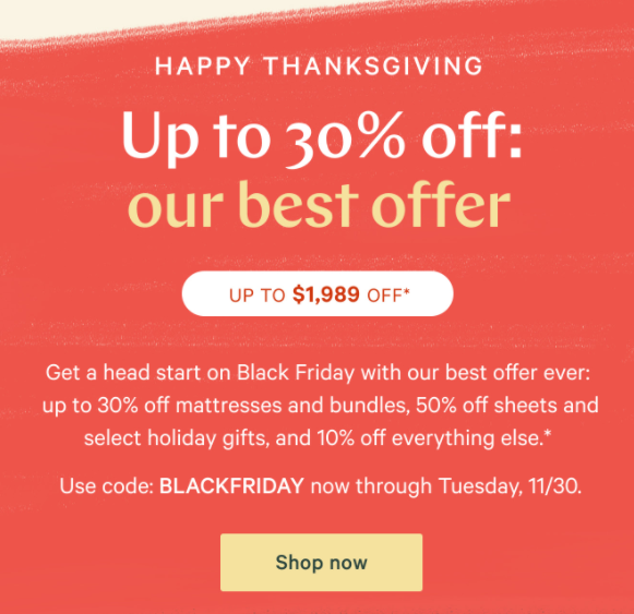 Casper uses holiday campaigns around Black Friday hit revenue goals.