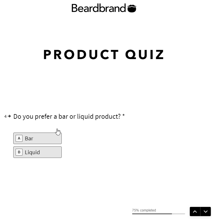 Among our interactive landing page examples, this one from Beardbrand also personalizes product recommendations