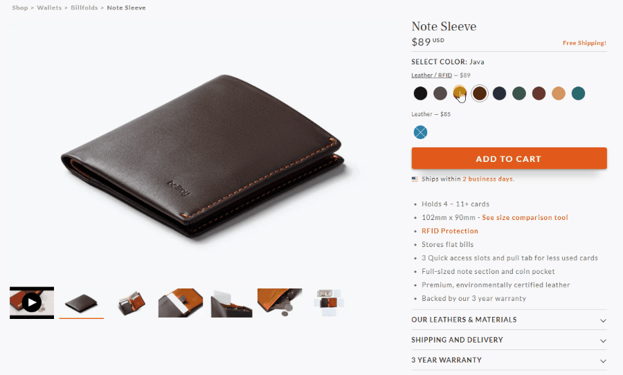 bellroy product page