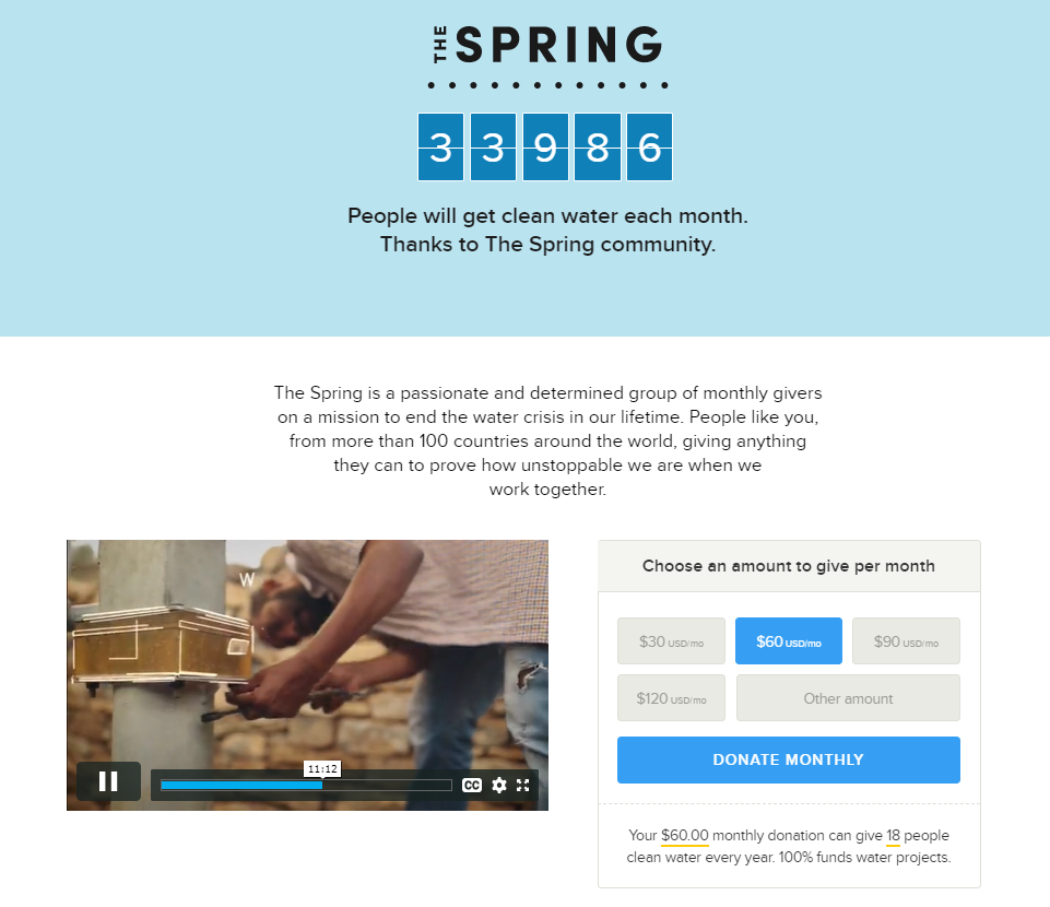 Many landing page examples for nonprofits include front-and-center donation links